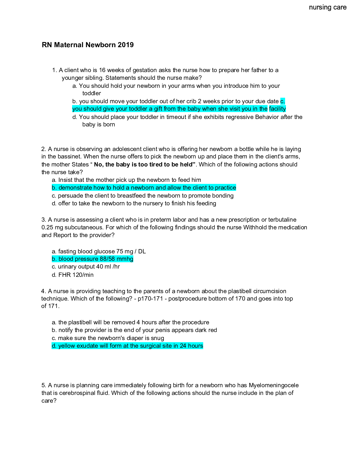 Preview image for RN Maternal Newborn 2019