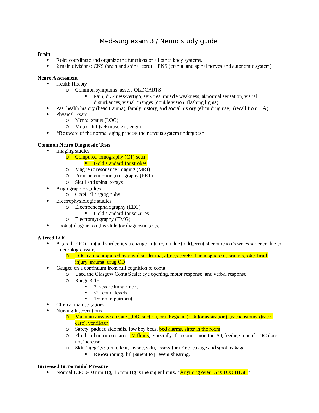 Preview image for MedSurg study guide