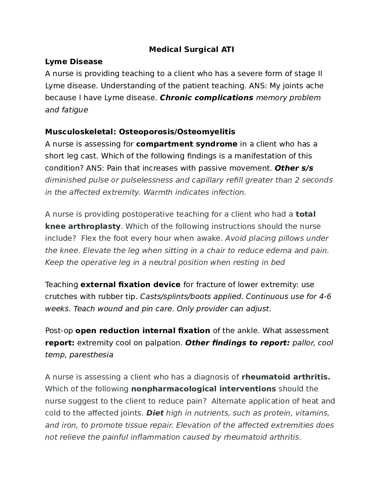 Preview image for Medical Surgical ATI QUESTIONS WITH ANSWERS 2021/2022 EXAM GUIDE