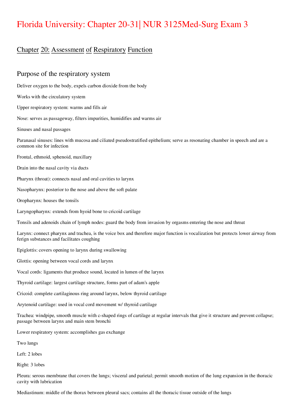 Preview image for Florida University: Chapter 20-31| NUR 3125 Med-Surg Exam 3,100% CORRECT