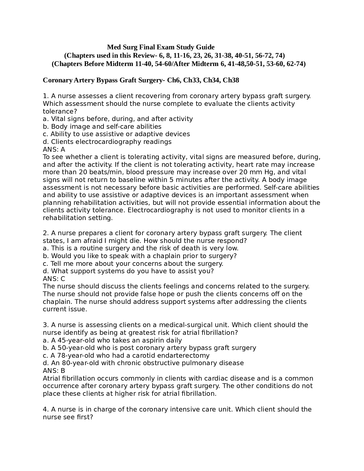 Preview image for Med Surg Final Exam Study Guide  Update 2021 Complete solutions(90 Pages)