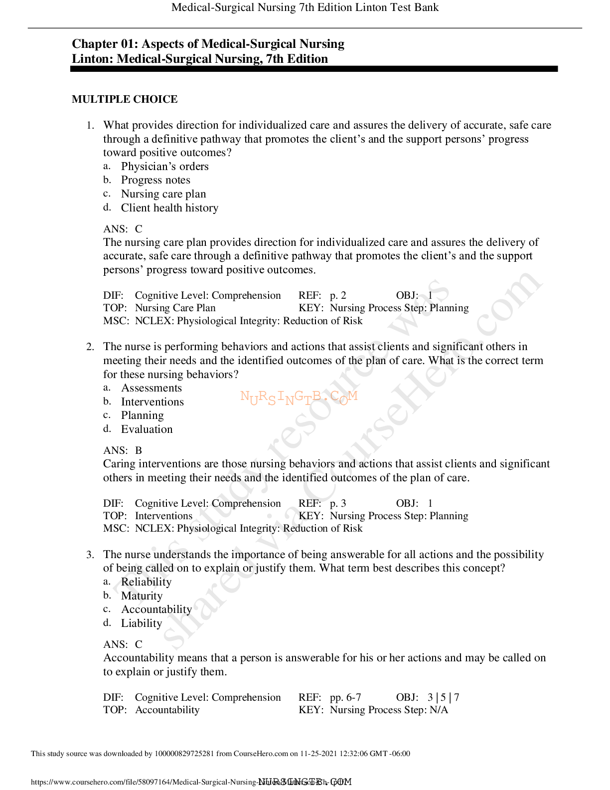 Preview image for Aspects of Medical-Surgical Nursing