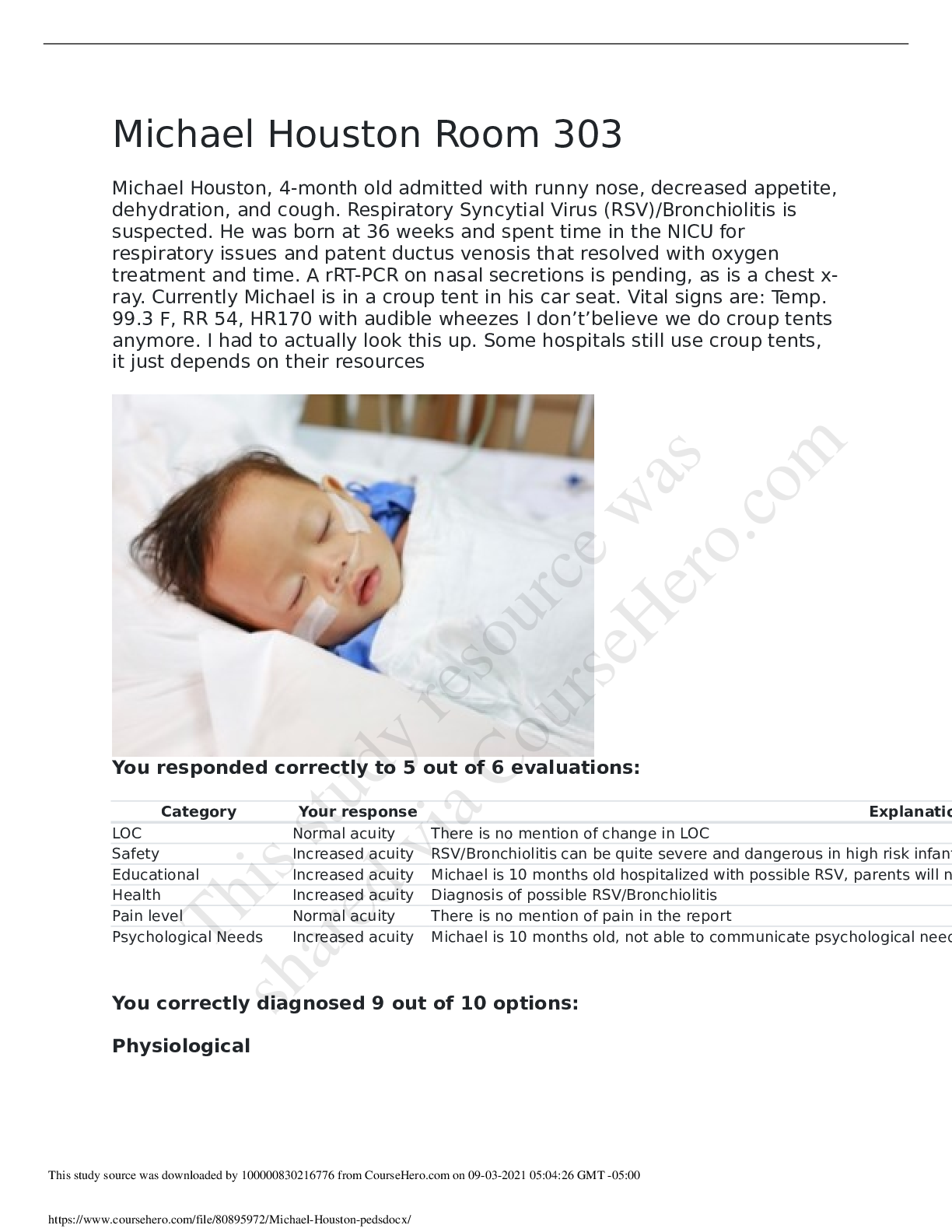 Preview of NURS 3330 Michael Houston Room 303 Med-Surg (ALL EVALUATIONS)