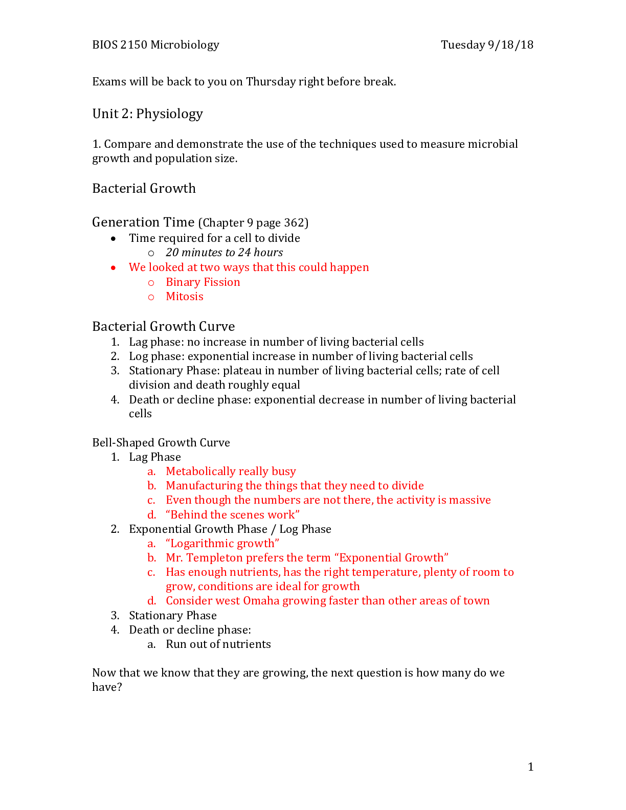 Preview image for BIOS 2150- Microbiology Class Notes