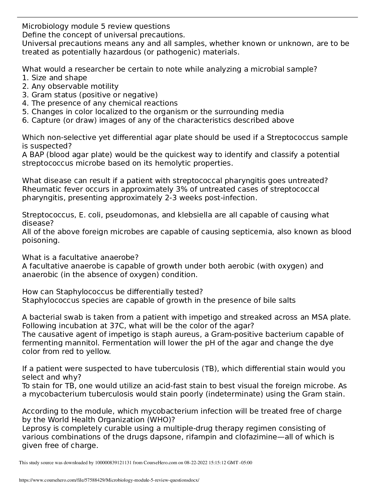 Preview image for BIO 171 Module 5 TEST- Questions and Answers Portage Learning