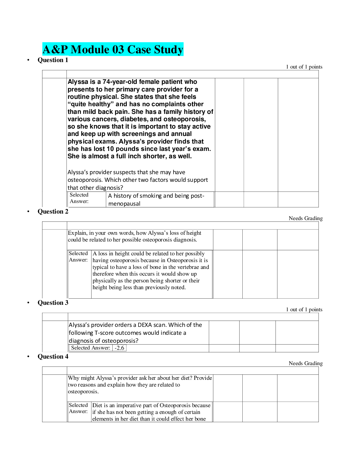 Preview image for ANATOMY BSC2346 Module 03 Case Study;complete case study Graded A latest 2021