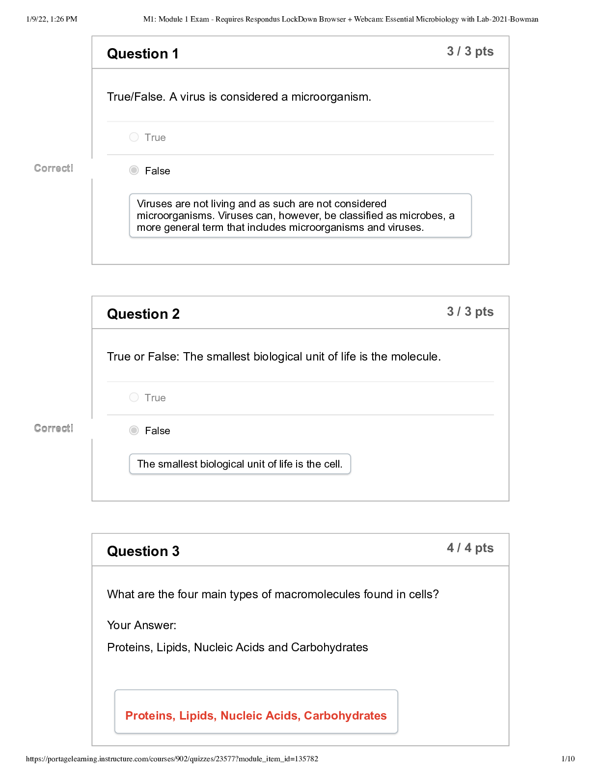 Preview image for Portage Learning BIOD 171/Microbiology Module 1 Exam Questions and Answer Key...Latest 12/2021...A+