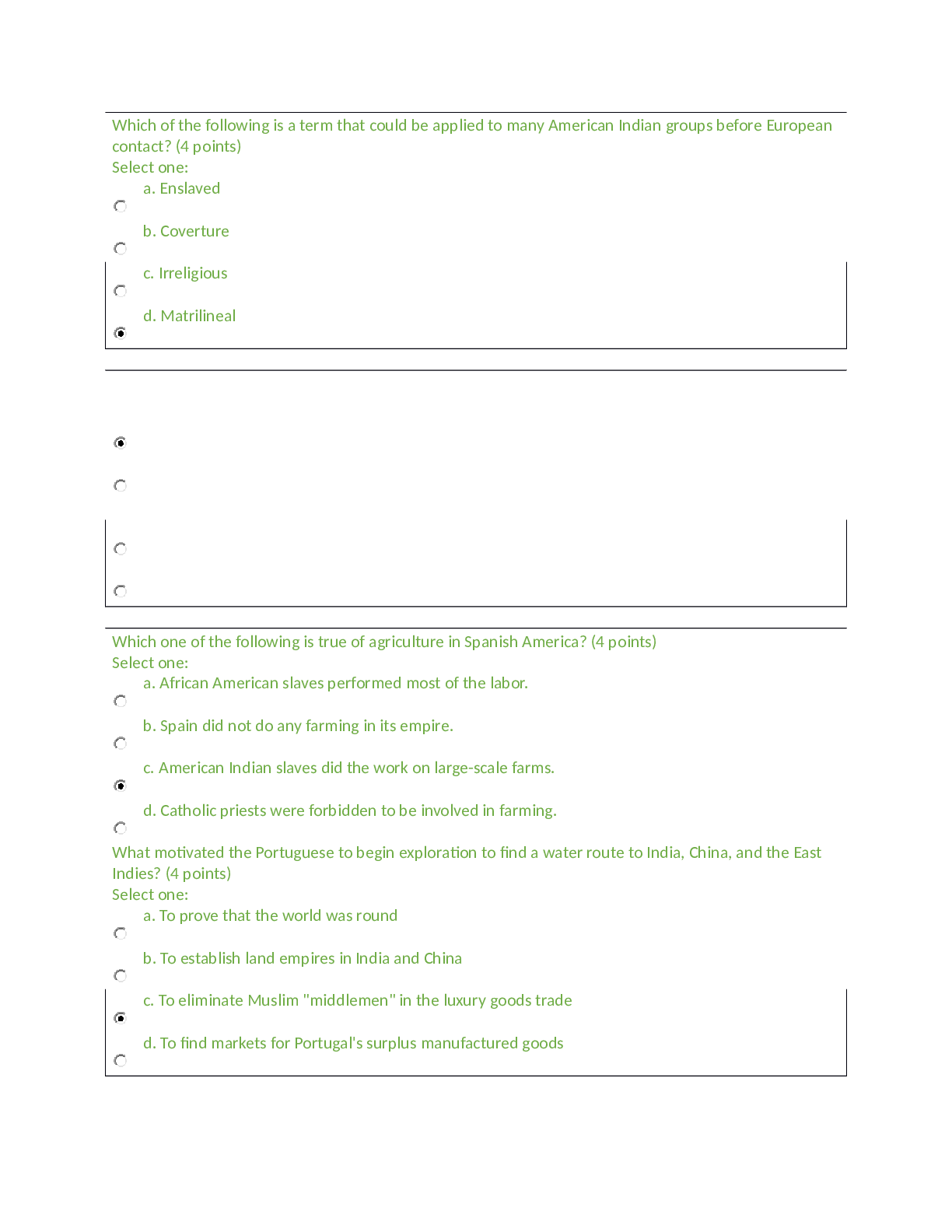 Preview of HIST 101 Module 1 exam question database. Q&A with 95% Pass Rate.
