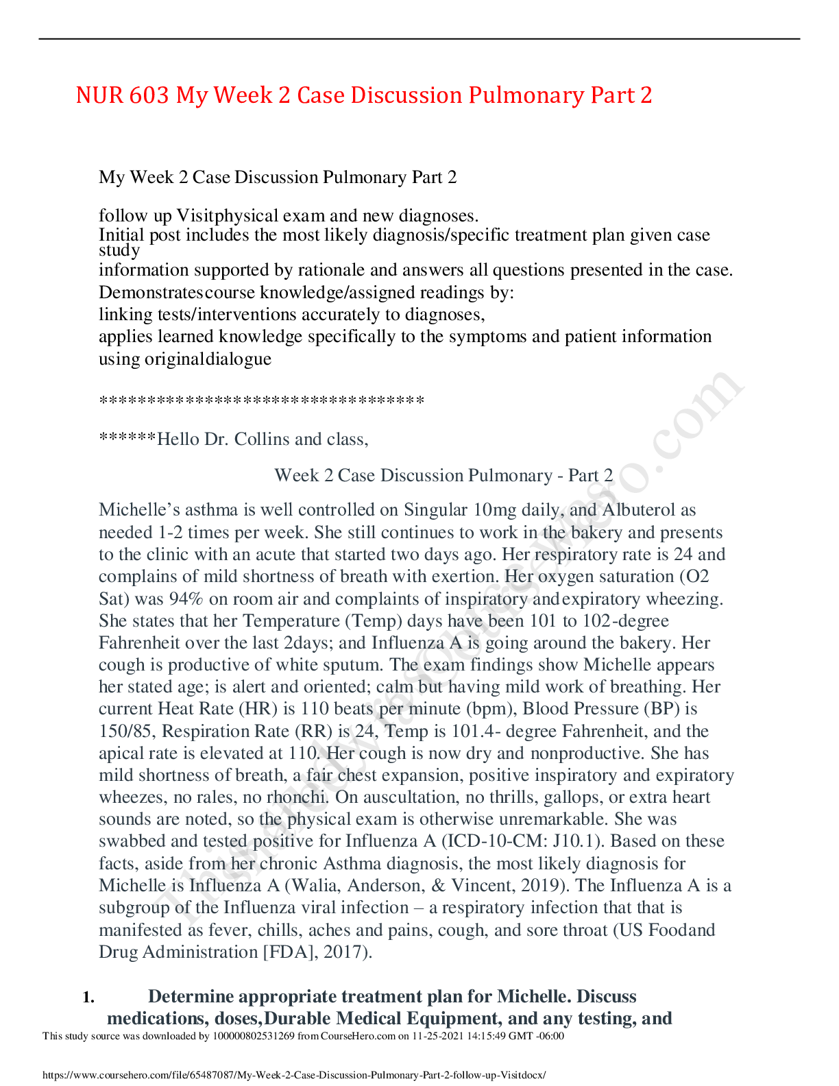 Preview image for NUR 603 My Week 2 Case Discussion Pulmonary Part 2