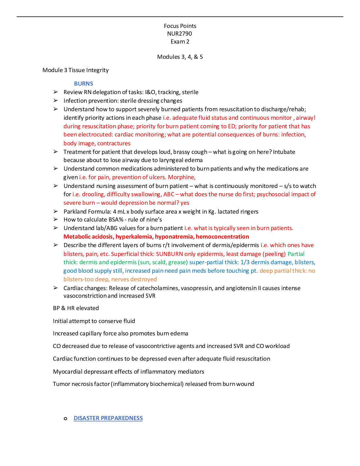 Preview image for Focus Points NUR2790 Exam 2 Modules 3, 4, & 5