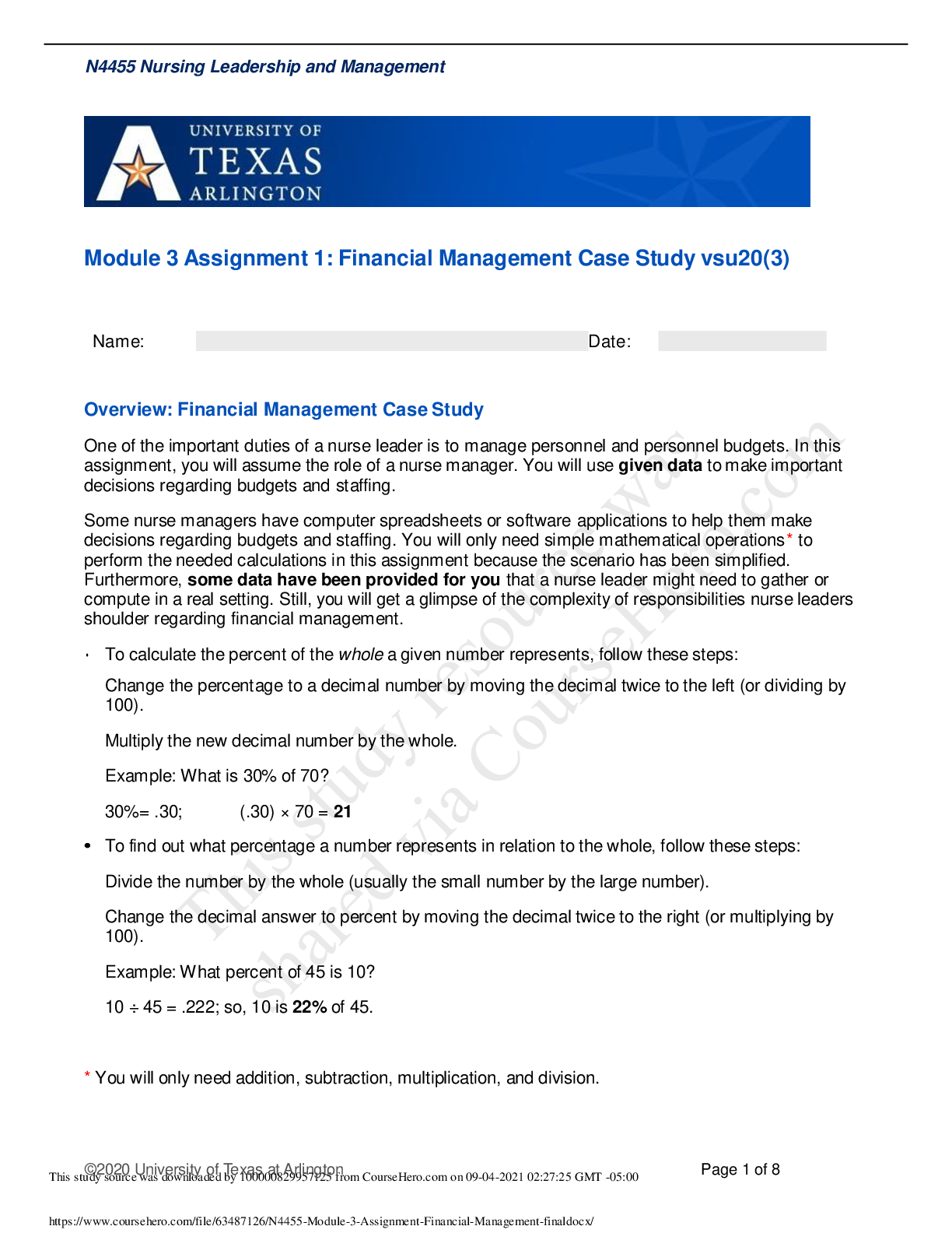 Preview of N4455 Module 3 Assignment 1 Financial Management Case study vsp 20 (3)