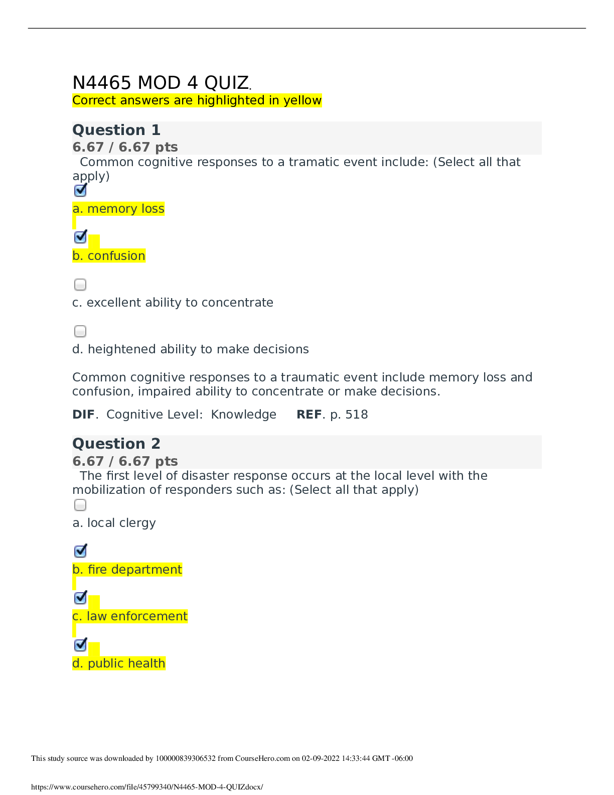 Preview of N4465 MOD 4 QUIZ