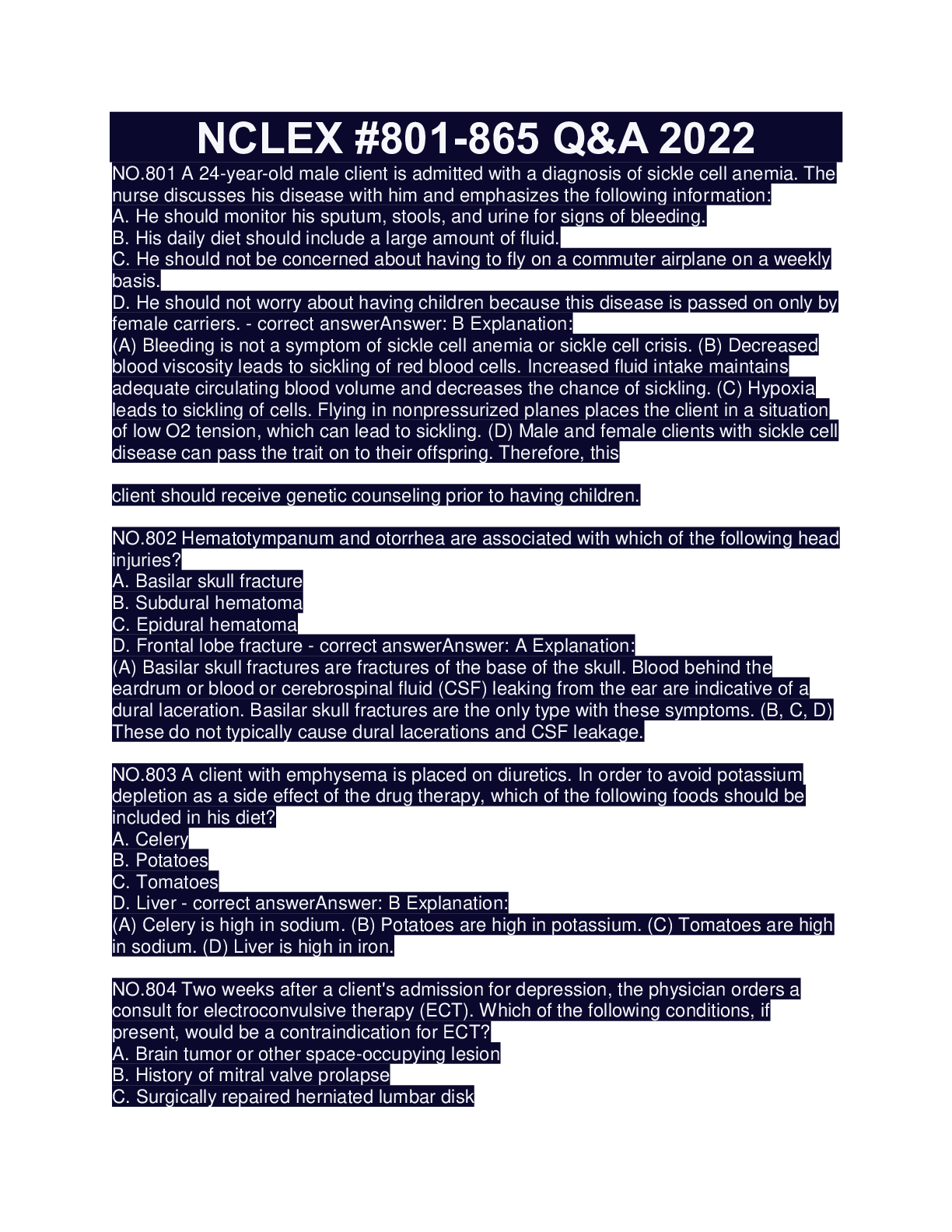 Preview image for NCLEX-RN Practice Quiz Test Bank #2 (75 Questions And Answers)