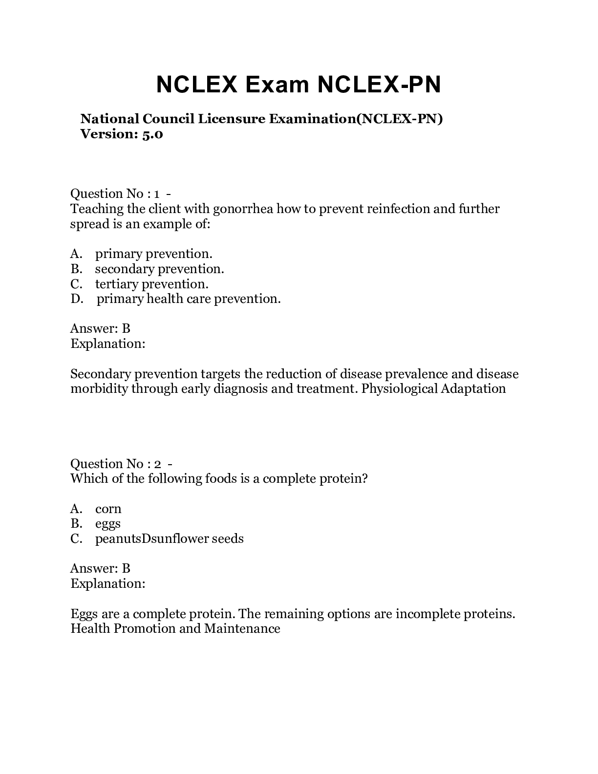 Preview image for NCLEX EXAM QUESTIONS AND ANSWERS 100% GRADE SCORE