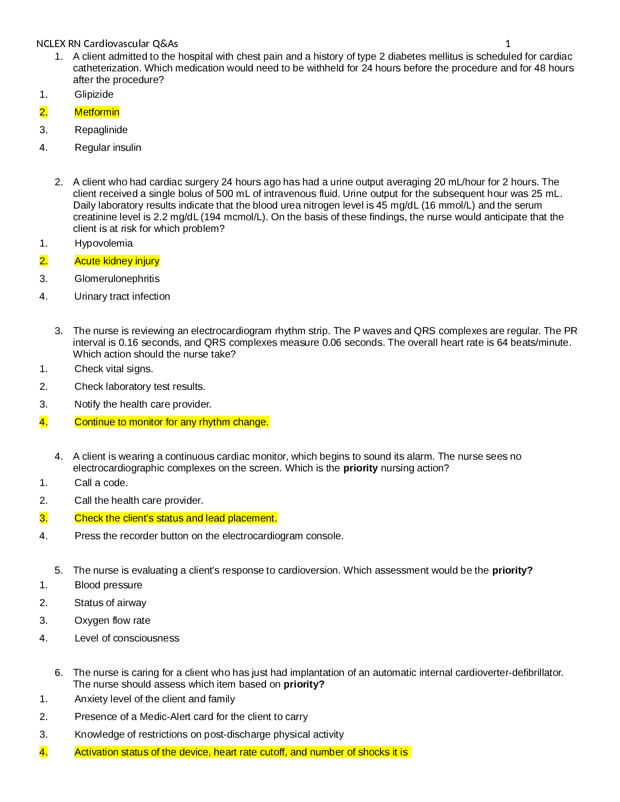 Preview image for NCLEX Cardiovascular Q and A