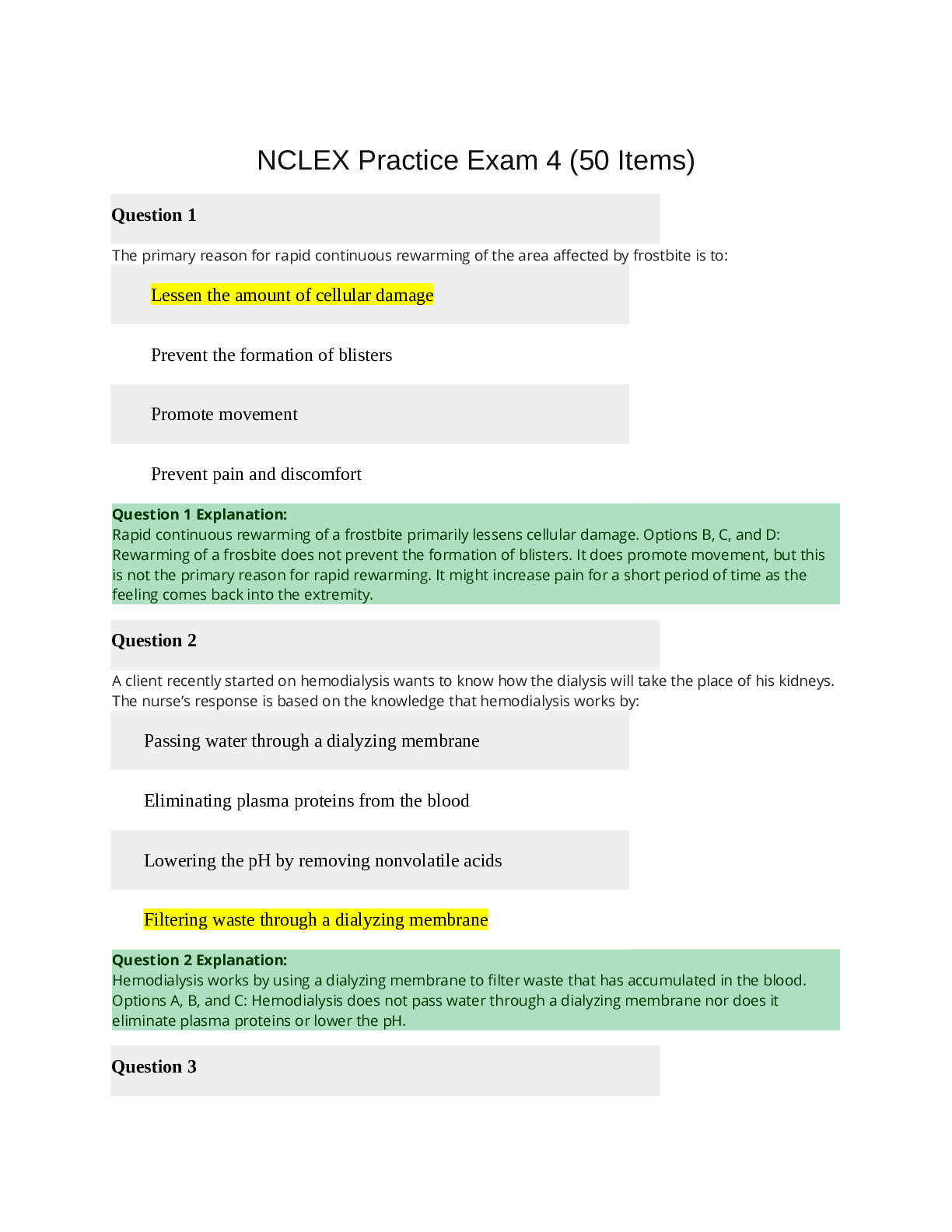 Preview image for NCLEX Practice Exam 4 (50 Items) | TOP SCORE | Download To Score An A