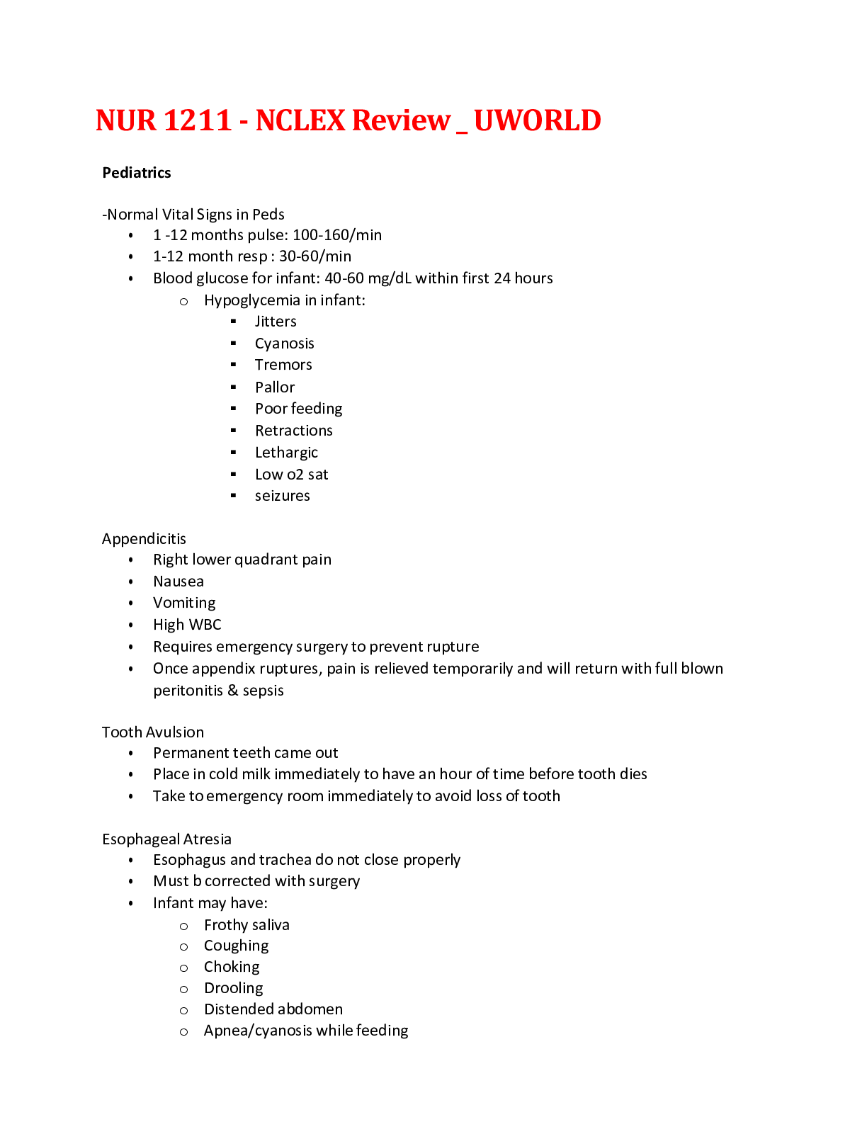 Preview image for MED-SURG NUR1211 NCLEX  Review _ UWORLD,100% CORREC