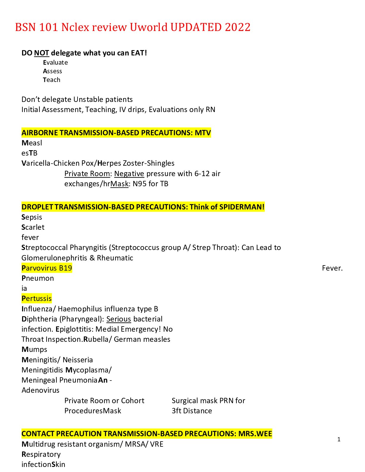 Preview image for BSN 101 Nclex review Uworld UPDATED 2022,100% CORRECT