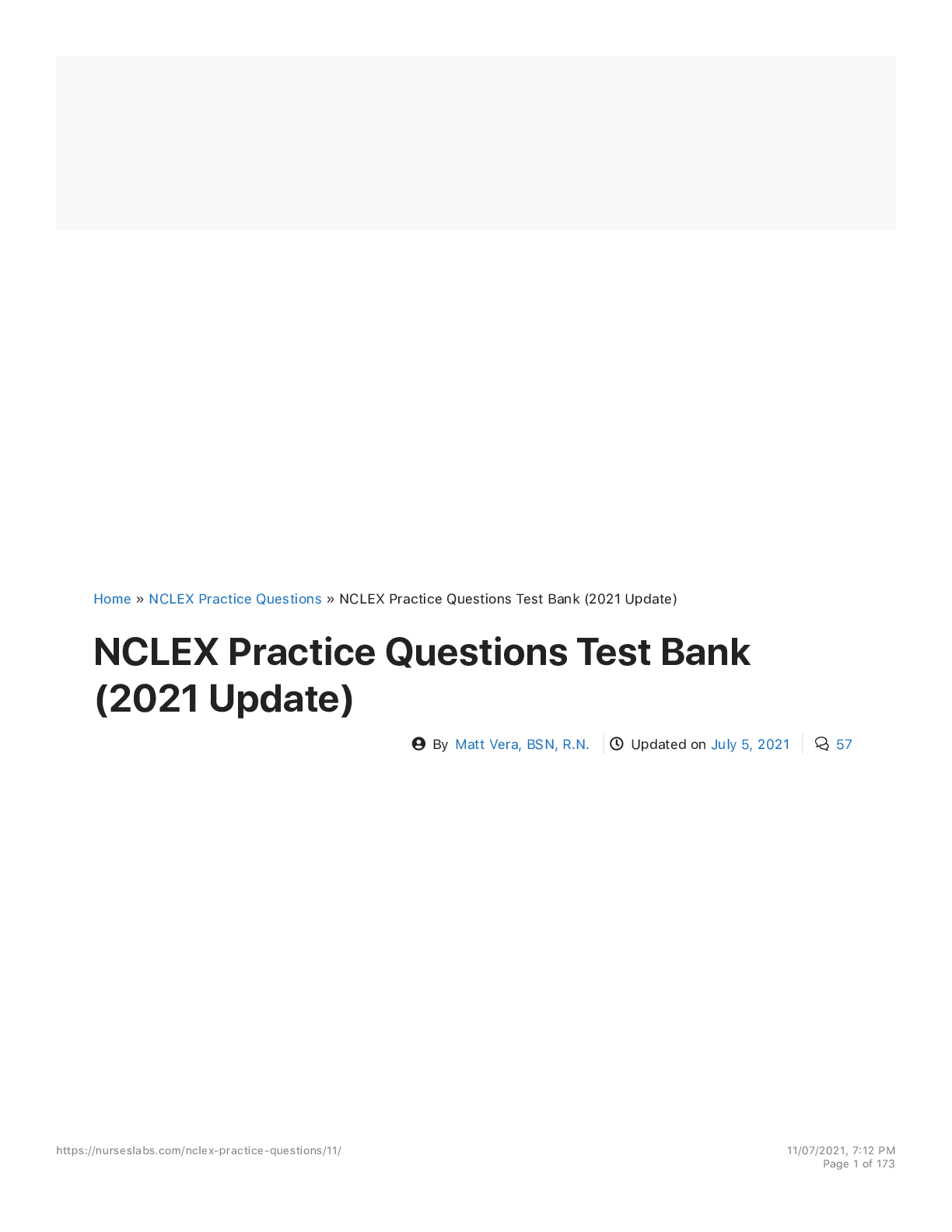 Preview image for NCLEX - RN VERSION 11 2021 75 QUESTIONS WITH EXPLAINED ANSWERS