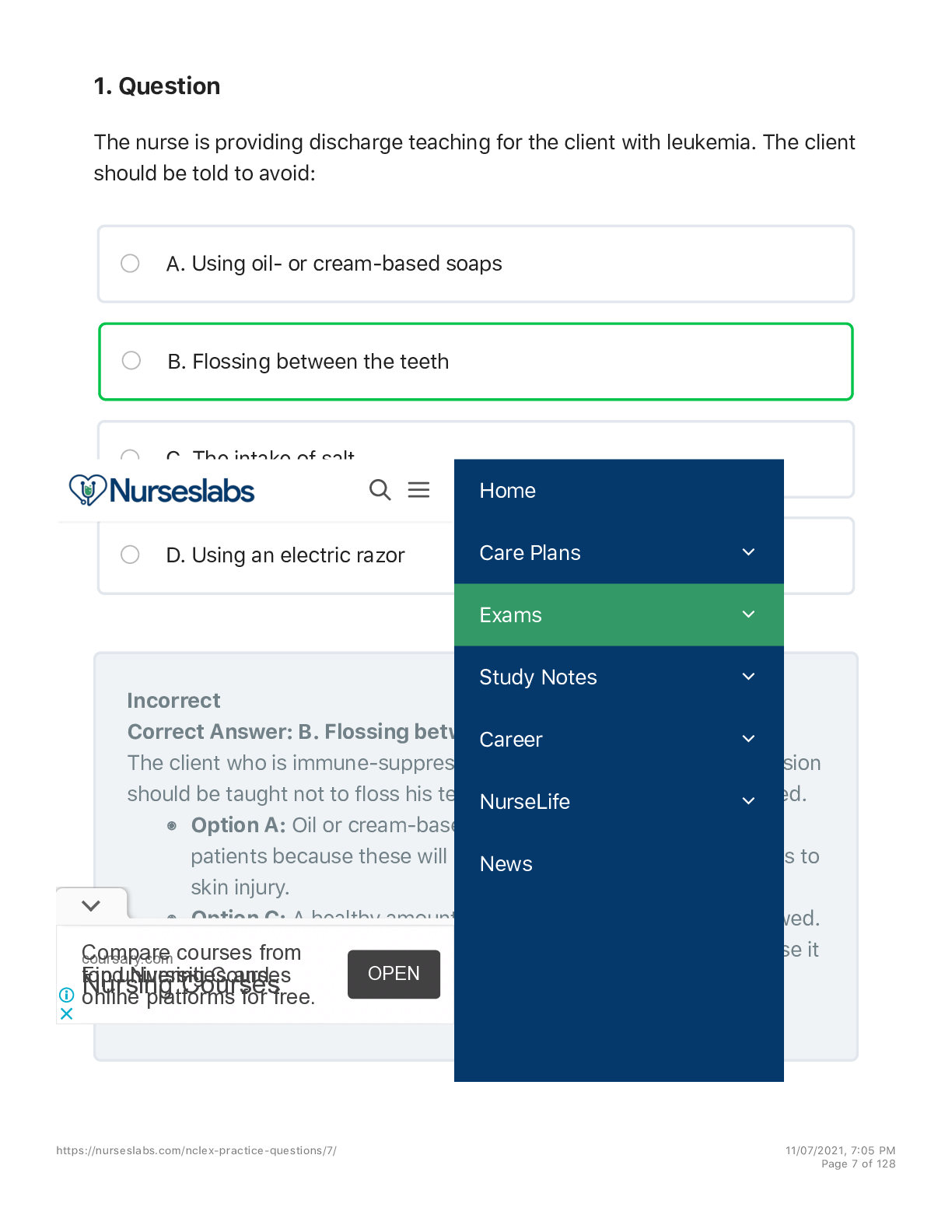 Preview image for NCLEX - RN VERSION 7 2021 75 QUESTIONS WITH EXPLAINED ANSWERS