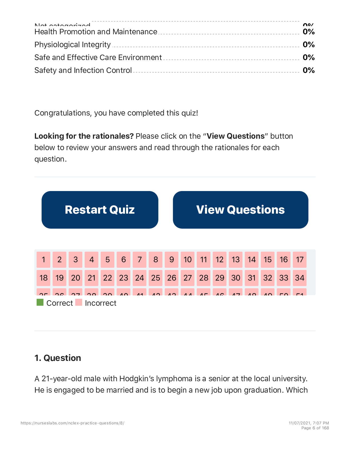 Preview image for NCLEX - RN VERSION 8 2021 75 QUESTIONS WITH EXPLAINED ANSWERS