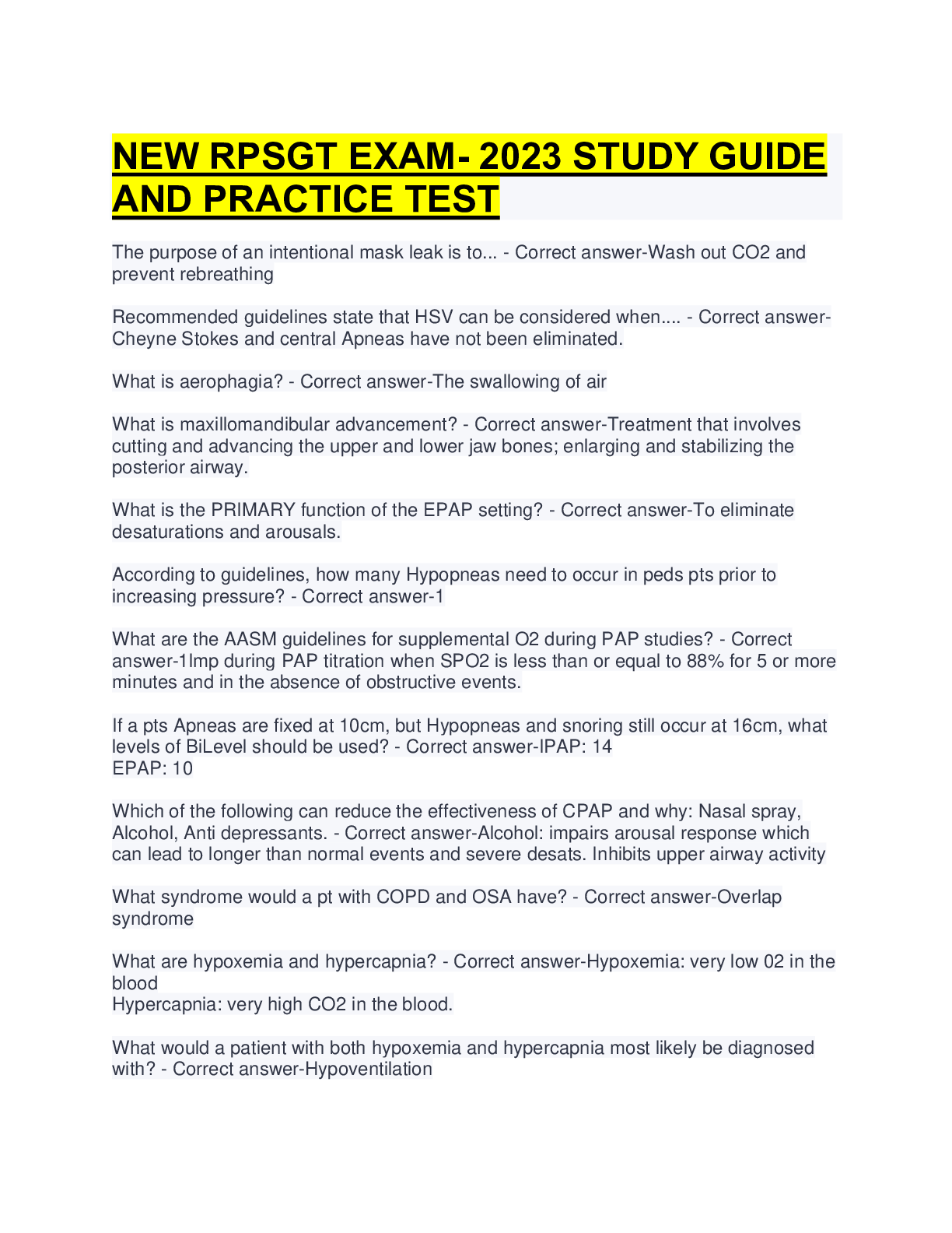 Preview image for NEW RPSGT EXAM- 2023(updated) Study Guide and Test bank correctly answered