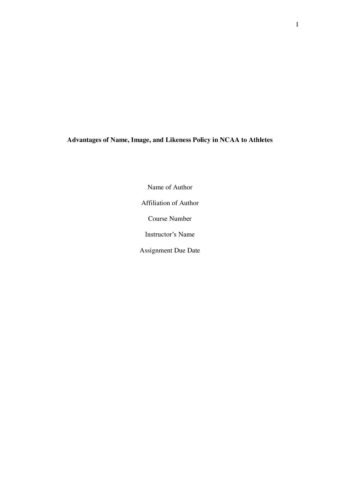 Preview image for Advantages of Name, Image , and Likeness Policy to Athletes