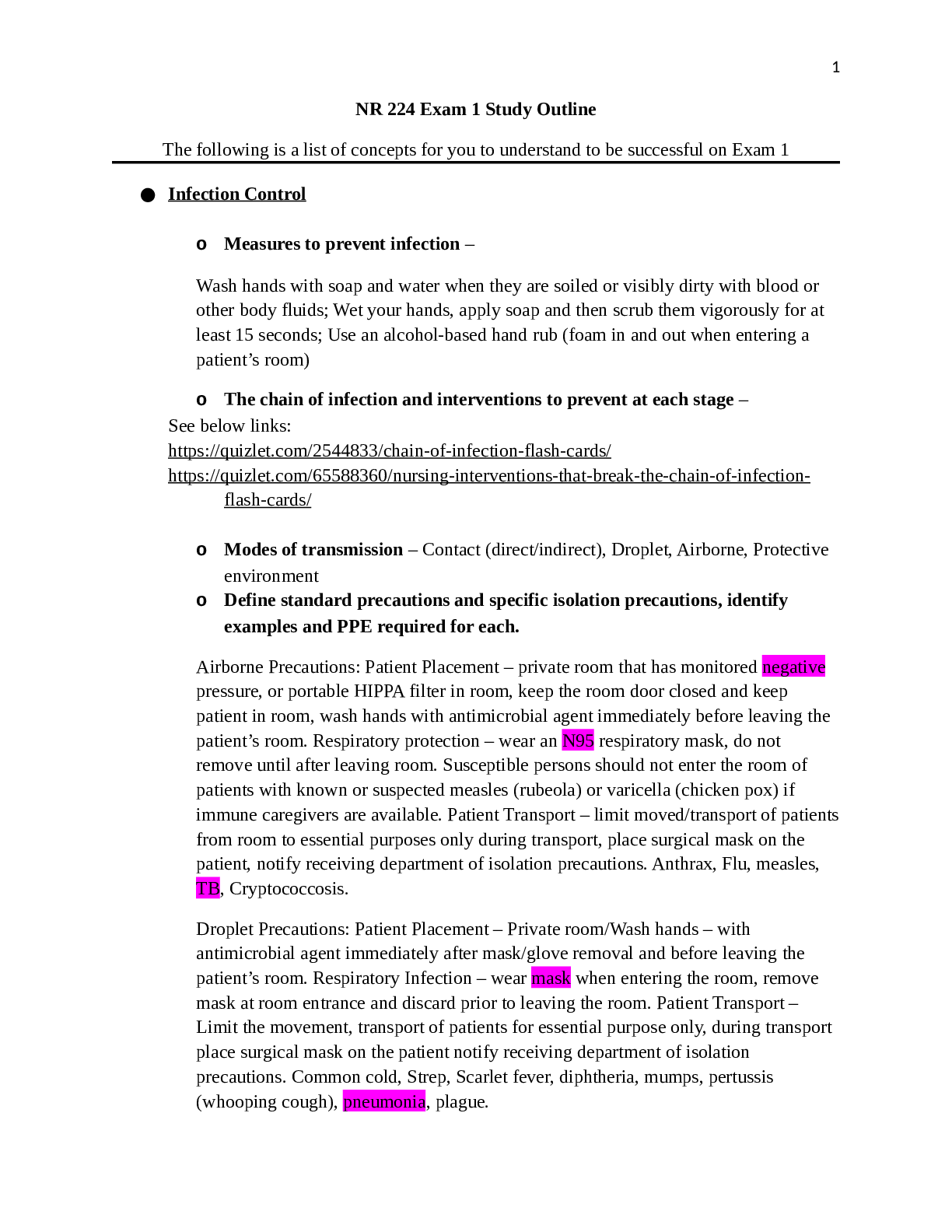 Preview image for NR224 Exam 1 Study Outline