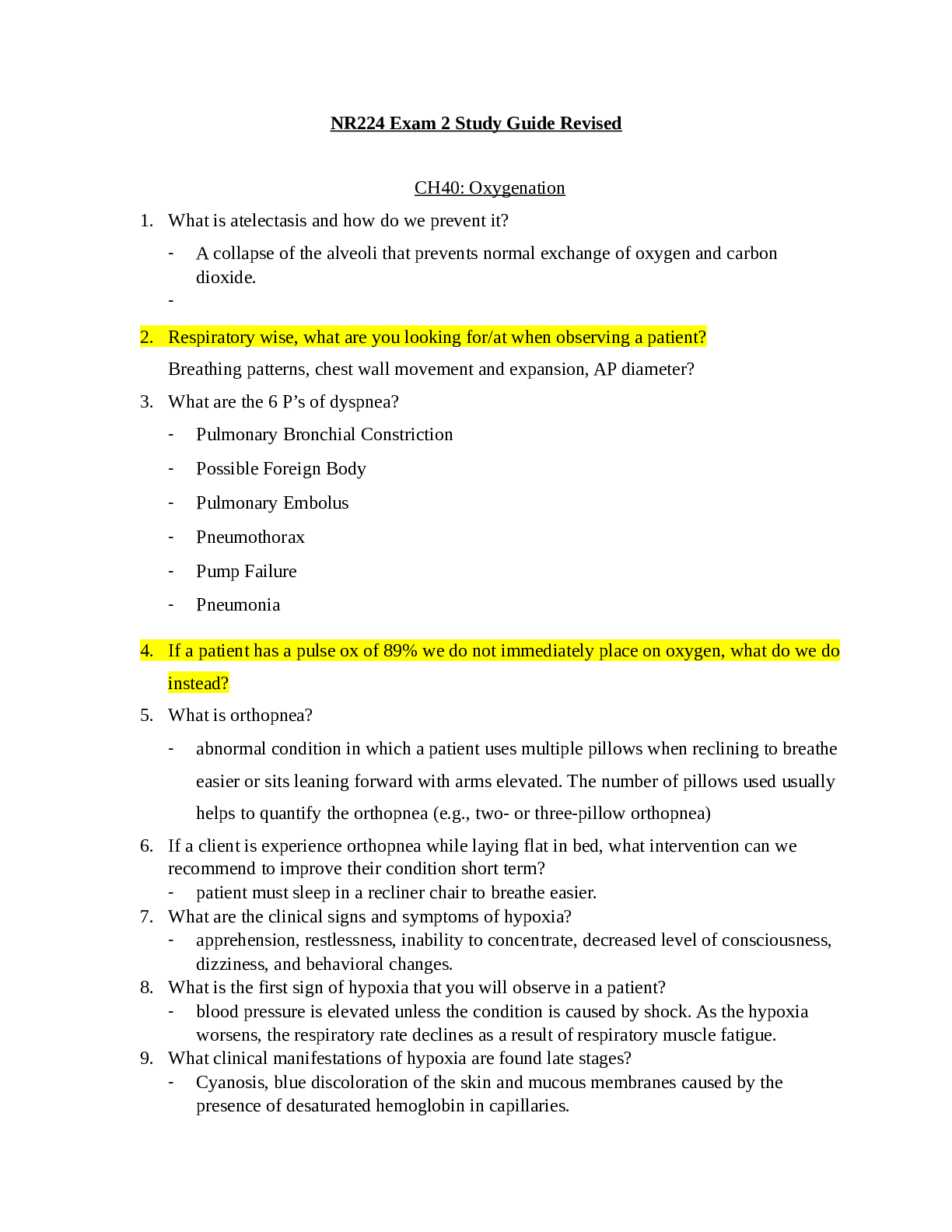 Preview image for NR224 Exam 2 Study Guide Revised