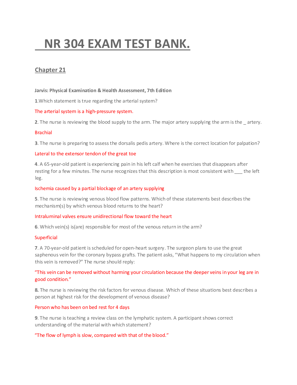 Preview of NR 304 / NR304 EXAM TESTBANK. QUESTIONS WITH 100% CORRECT ANSWERS