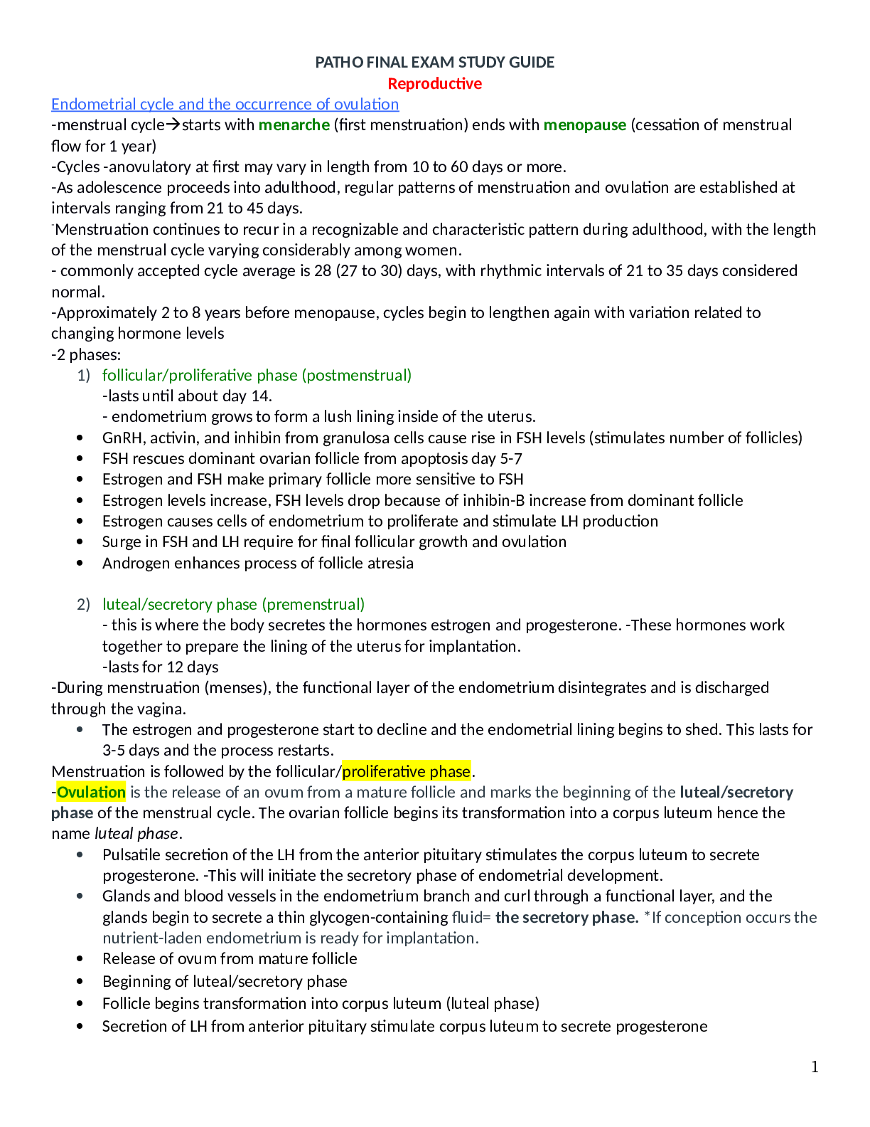 Preview image for NURSING NR 507 NR507 Final Study Guide with highlight areas.docx