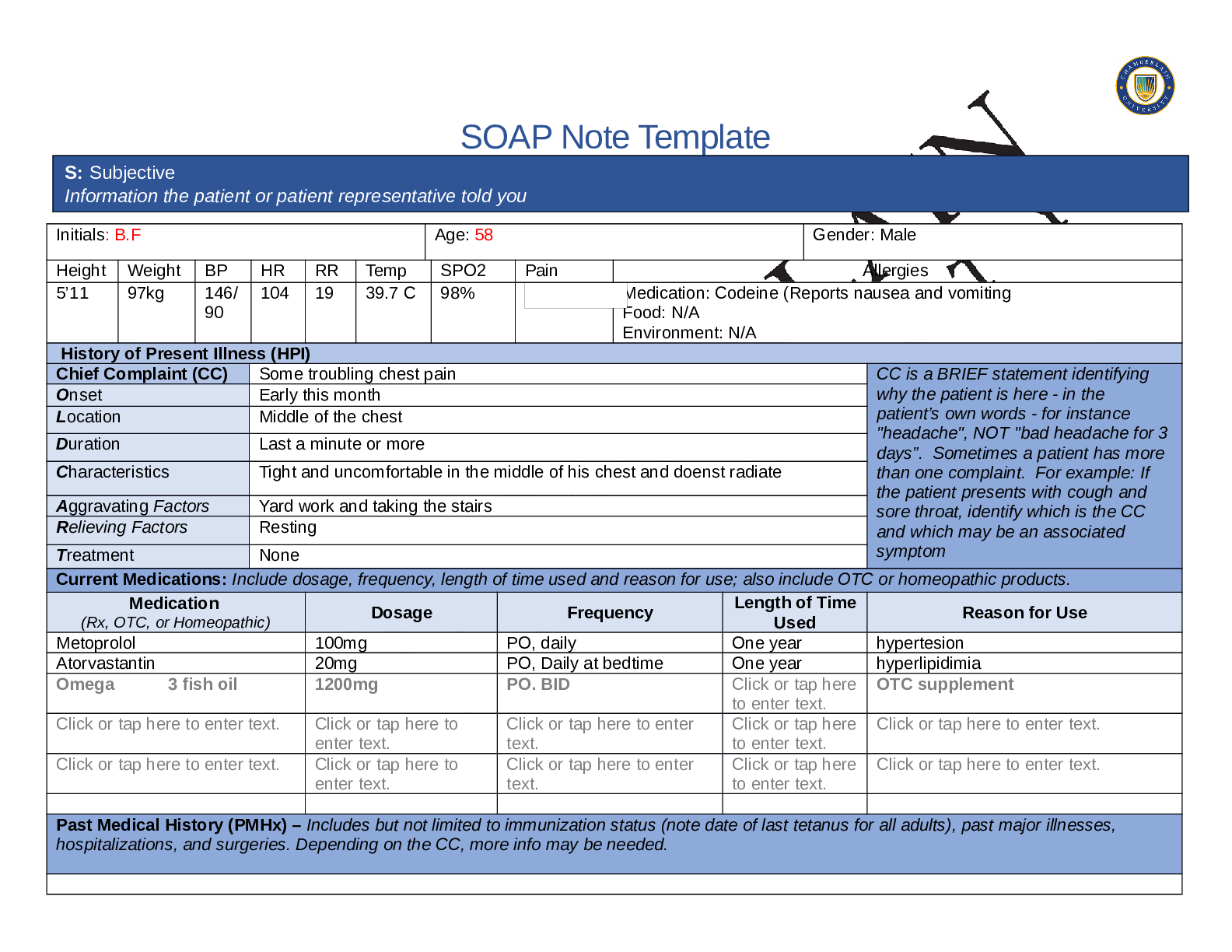 Preview image for NR509-SOAP-NOTE -Brian Foster" SHADOW HEALTH 2021