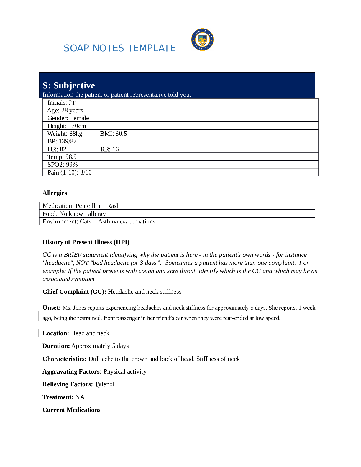 Preview image for NR 509 Week 3 SOAP Notes Latest 2021