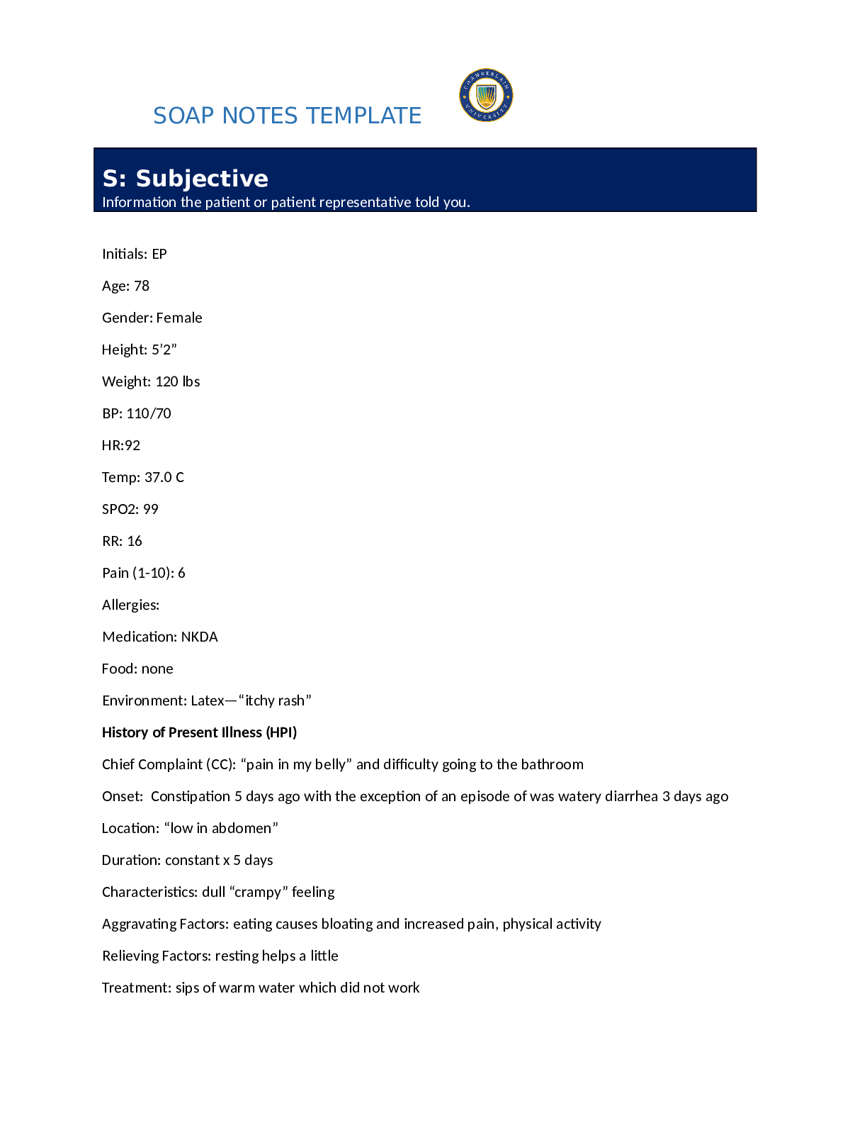 Preview image for NR-509 Week 5 SOAP Notes. Latest version Graded with 100% precision