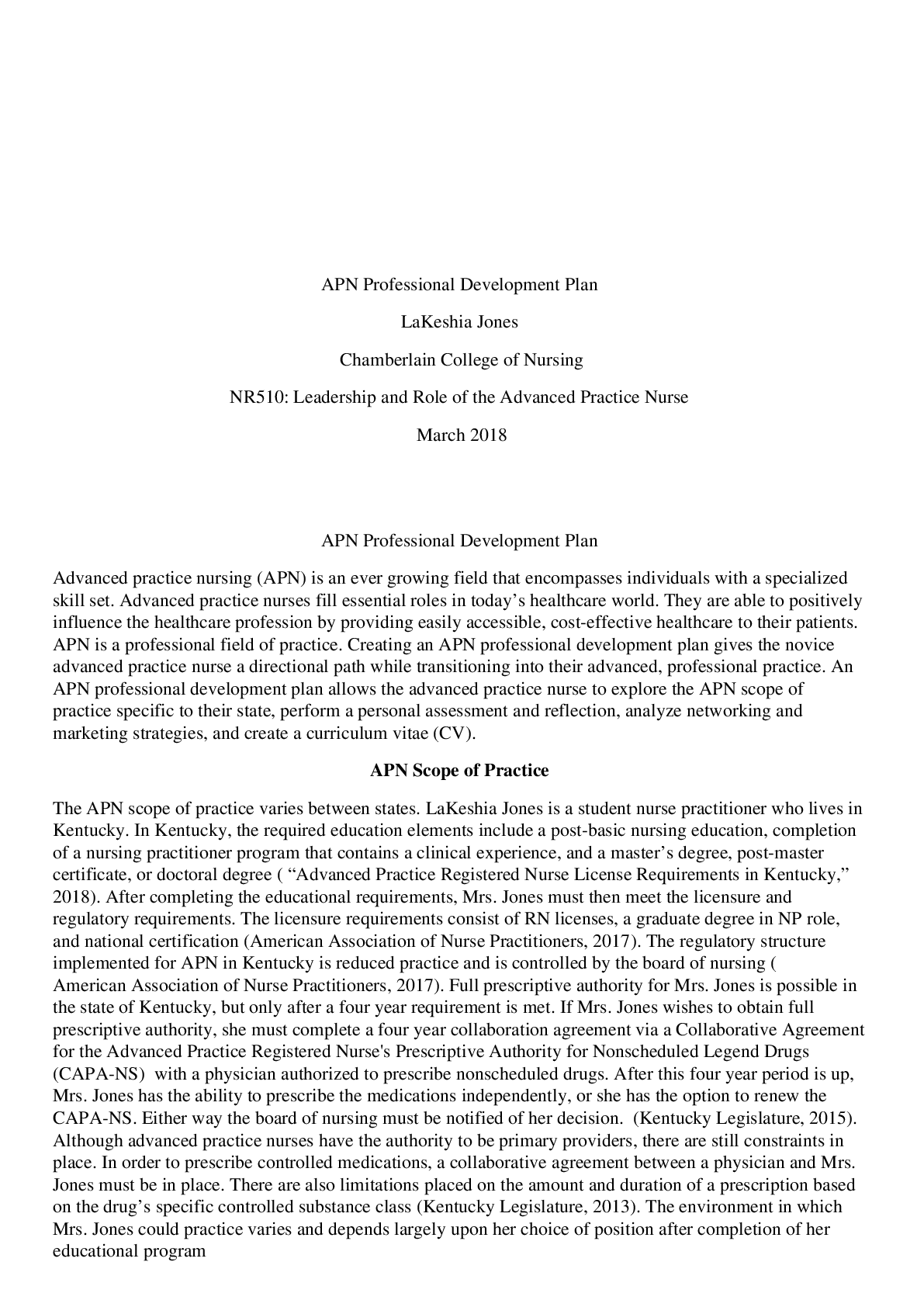 Preview image for NR 510 Week 6 Assignment; APN Professional Development Plan (v2) Graded Top.