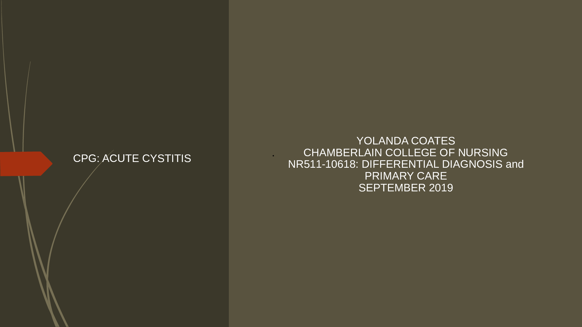 Preview image for NR511 Week 7 CPG: ACUTE CYSTITIS Assignment PP SEPT 2019.pptx
