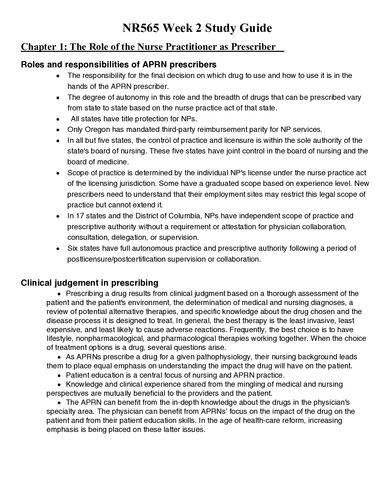 Preview image for NR565 Week 2 Exam Study Guide