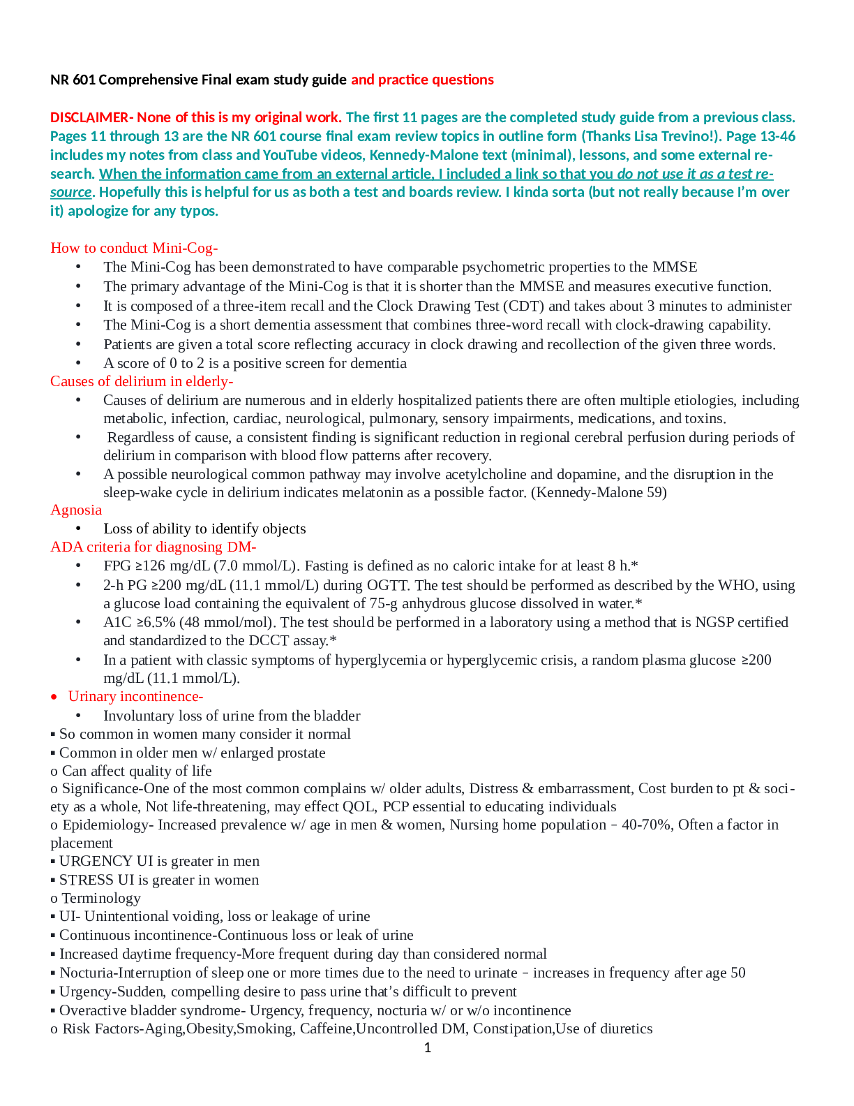 Preview image for NR 601 Week 8 Comprehensive Final Exam Guide & Practice Questions. Verified latest version 2021