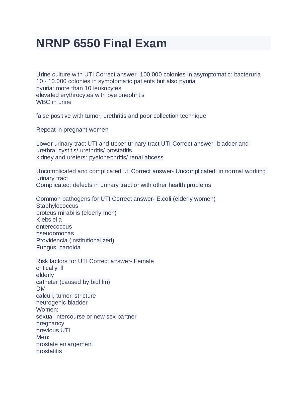 Preview image for NRNP 6550 Final Exam