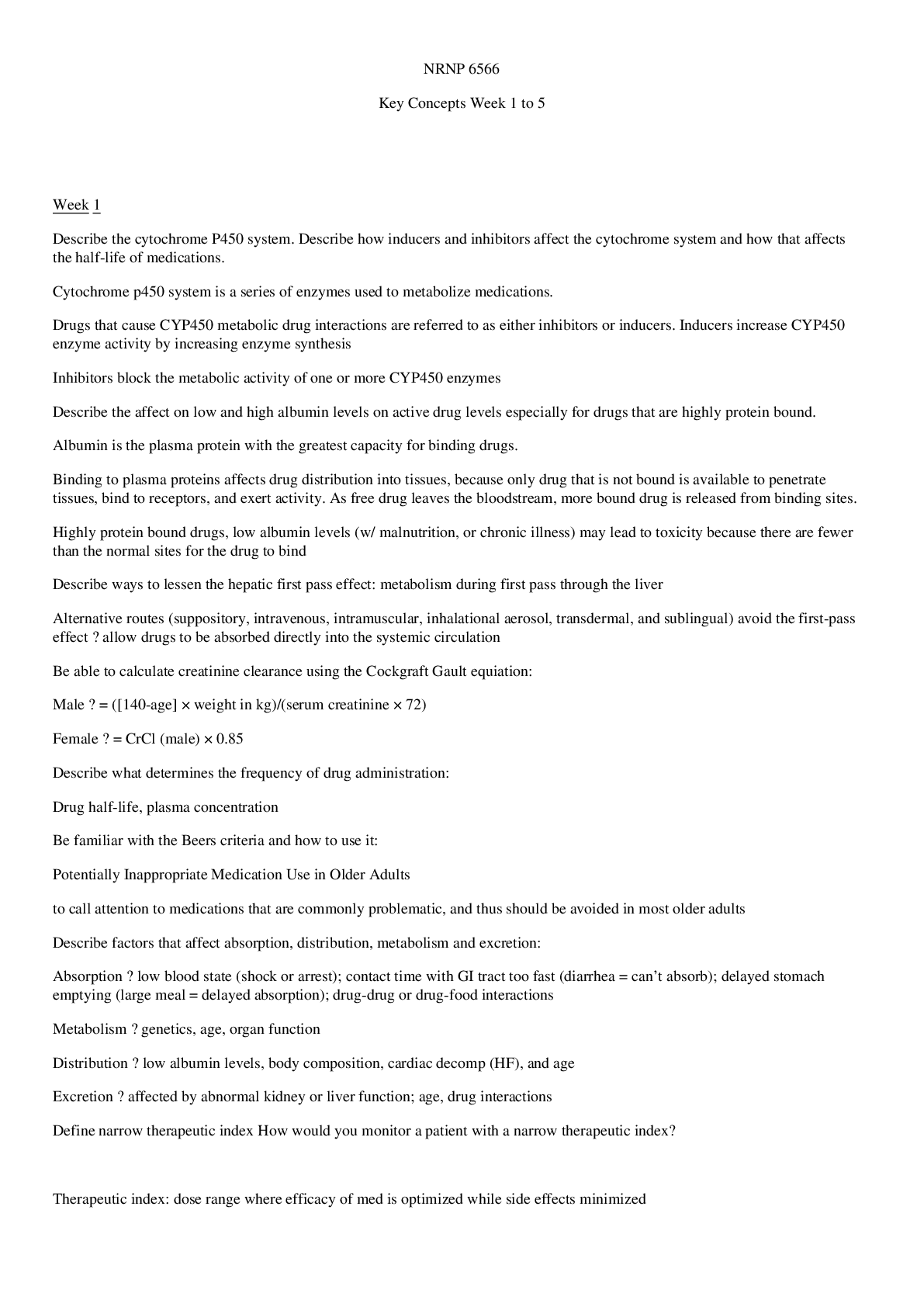 Preview image for NRNP 6566 Key Concepts Week 1 to 5