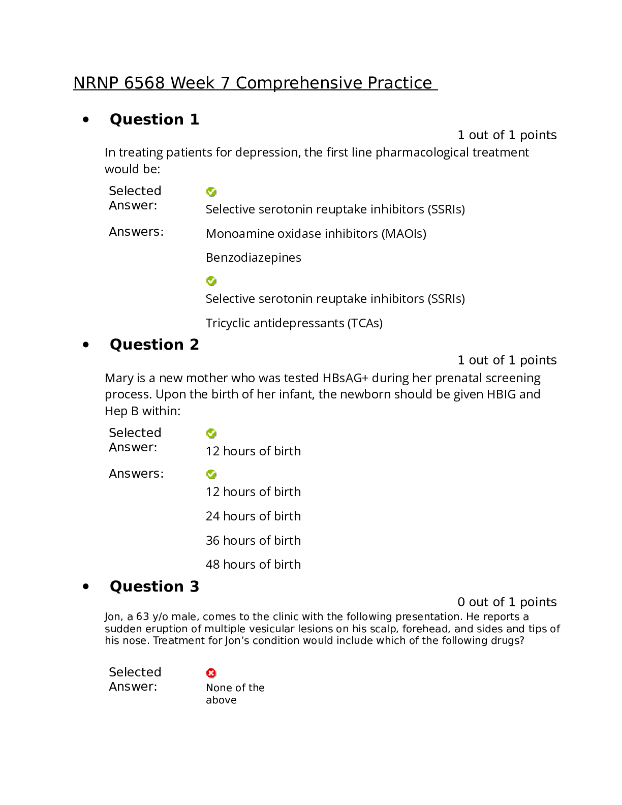 Preview image for NRNP 6568 Week 7 Comprehensive Practice