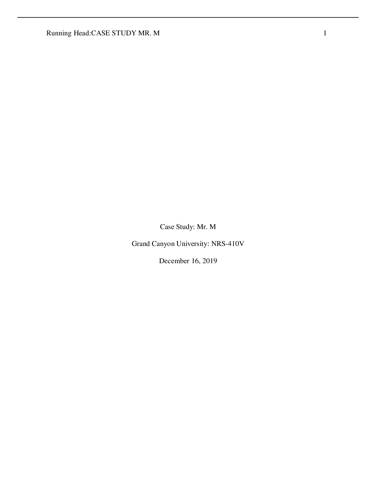 Preview image for NRS 410V Week 2 Assignment, Case Study: Mr. M A geriatric patient presenting with serious symptoms that require immediate assessment and intervention.