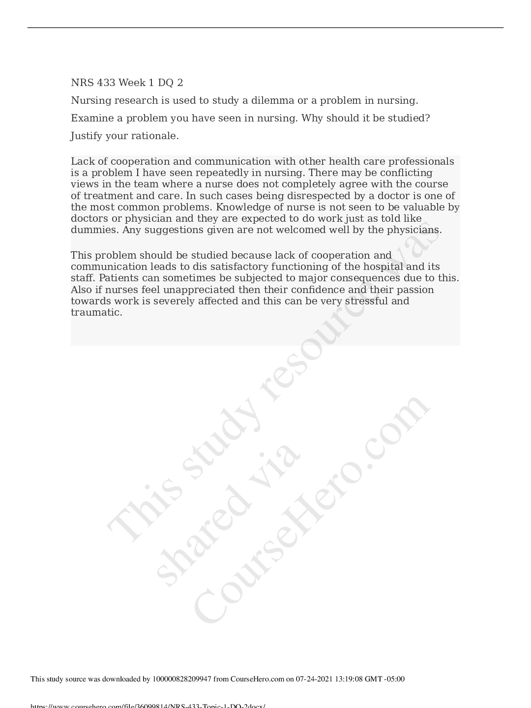 Preview image for NRS 433V Topic 1 DQ 2