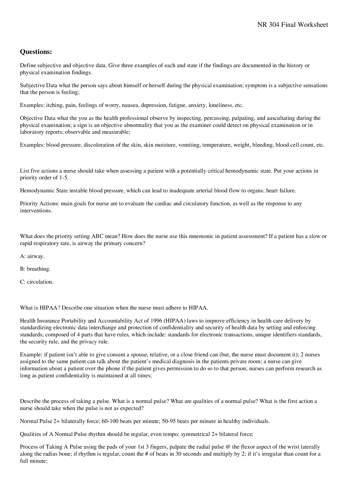 Preview image for NR 304 Final Worksheet