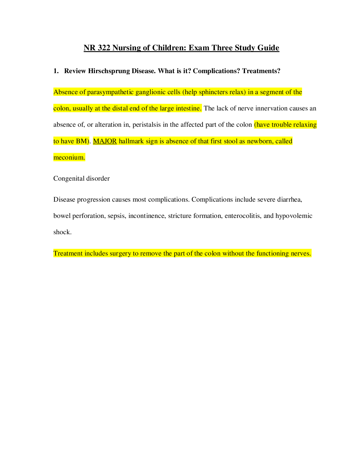 Preview image for NR 322 Nursing of Children: Exam Three Study Guide