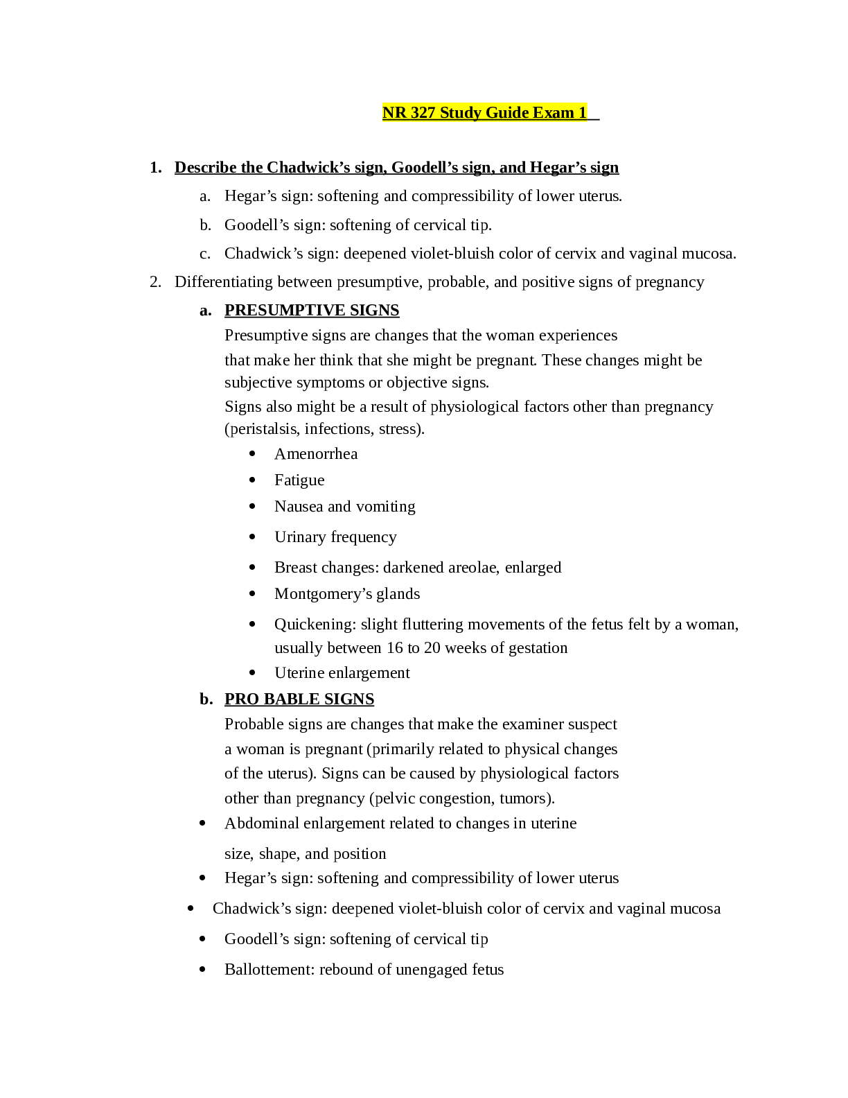 Preview image for NR 327 Study Guide Exam 1