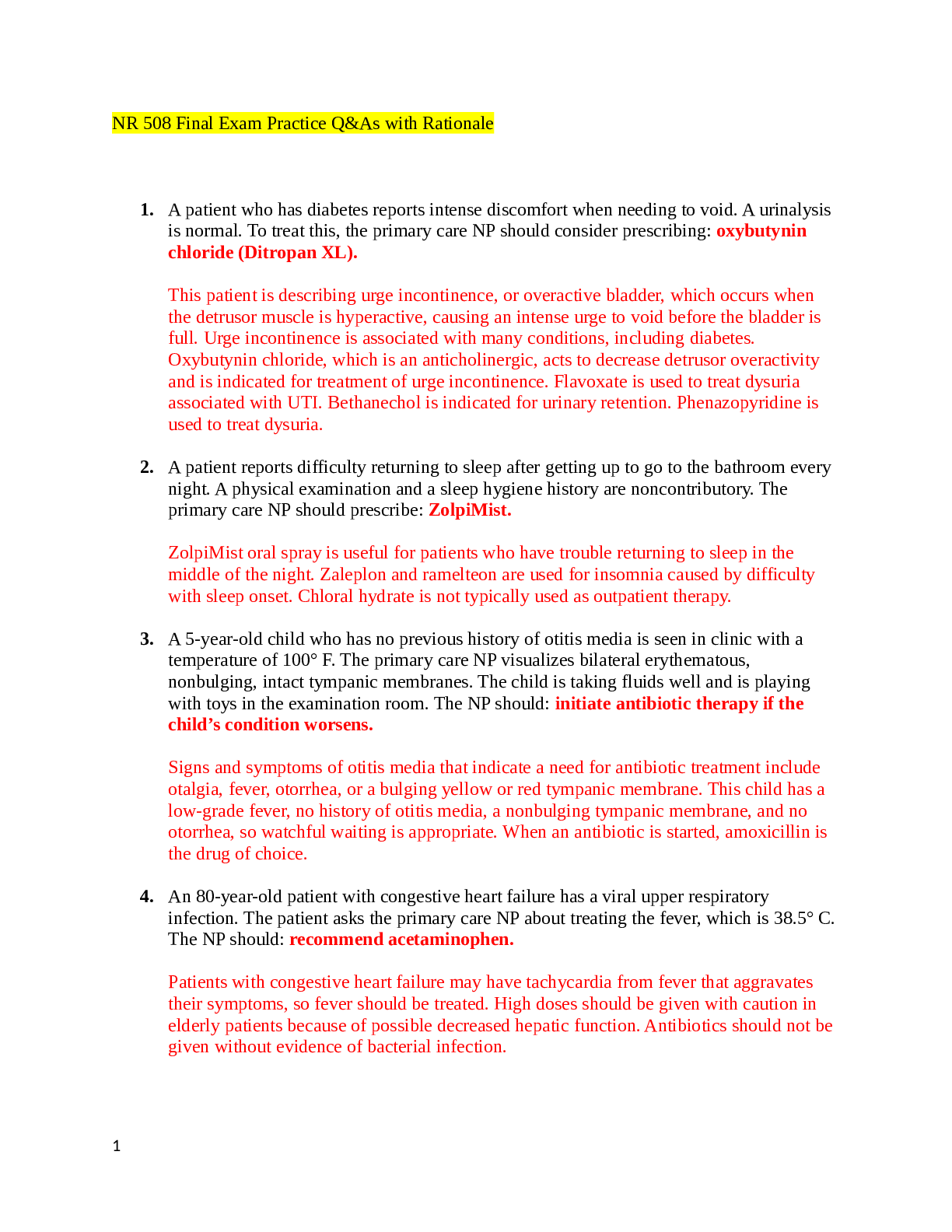 Preview image for NR 508 Final Exam Practice Q&As with Rationale