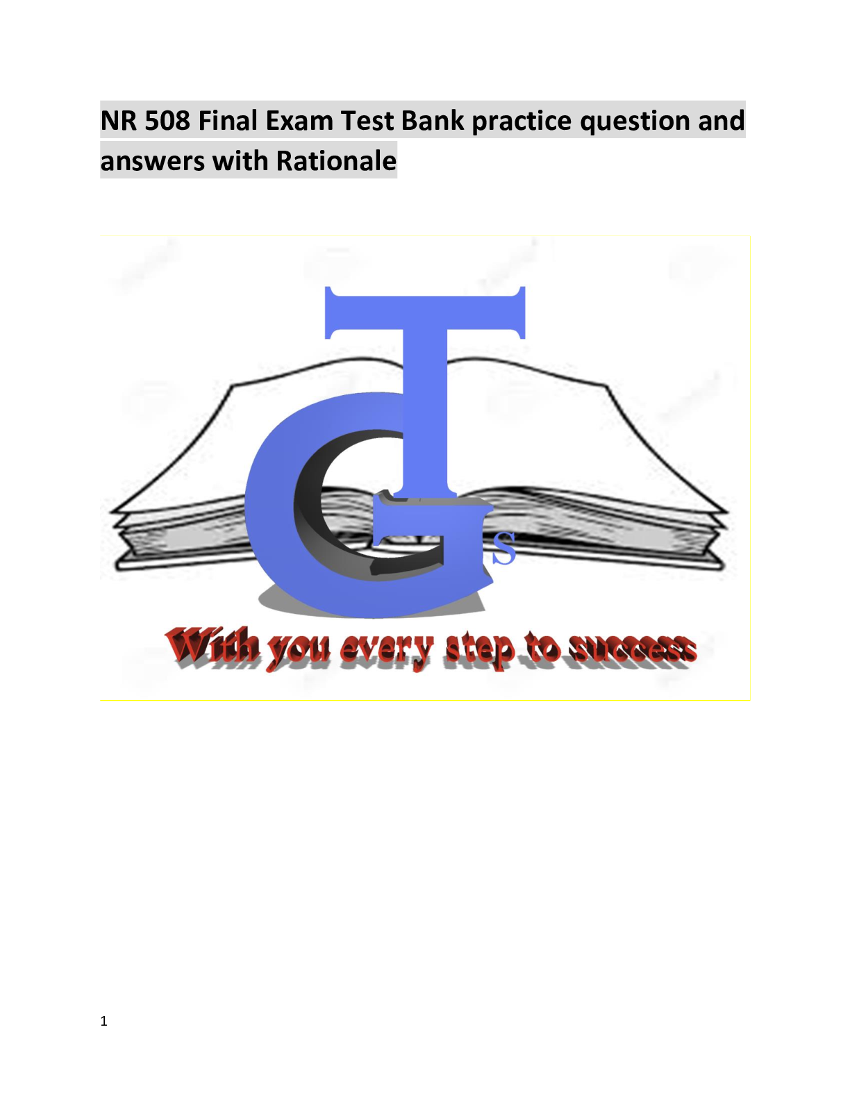 Preview image for NR 508 Final Exam Test Bank practice question and  answers with Rationale