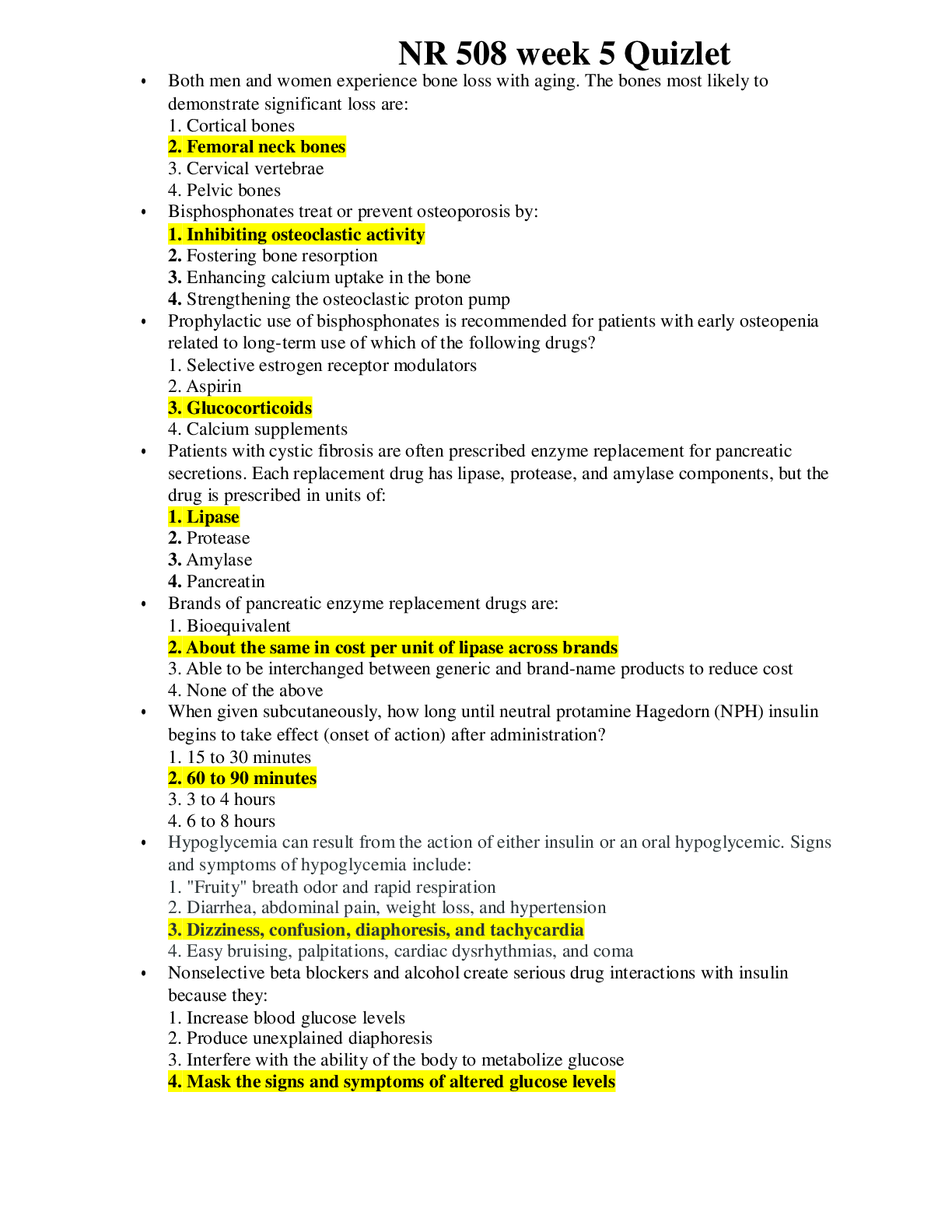 Preview image for NR 508 Week 5 Quiz Review  Q&As