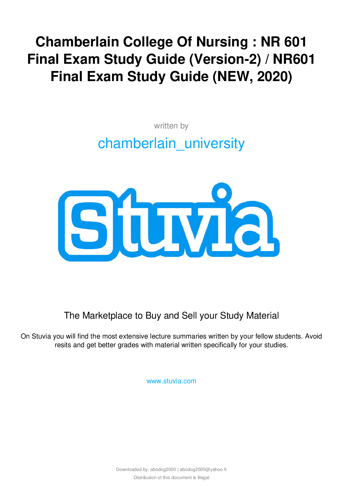 Preview image for NR 601 FINAL EXAM STUDY GUIDE (New 2020)